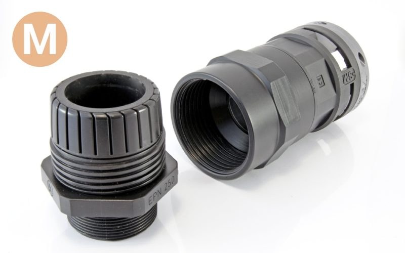 KRJSM Metric Thread Strain Relief Swivel Fitting