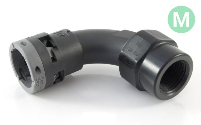 LFSE 90° Elbow Female Metric Fitting with Metal Thread