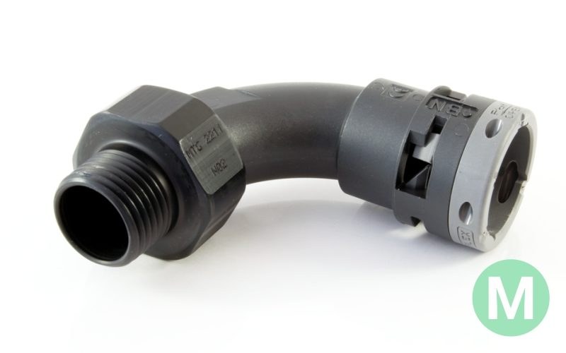 LMSE 90° Male Metric Fitting with Metal Thread