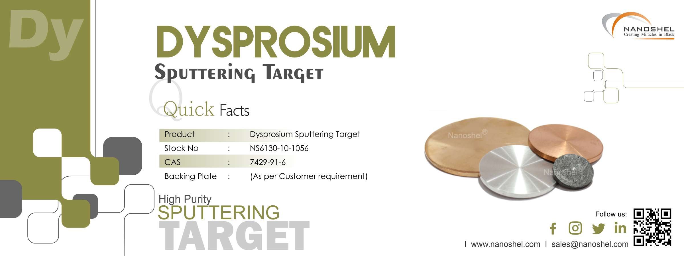 Dysprosium Sputtering Target Highly Pure At Lowest Price