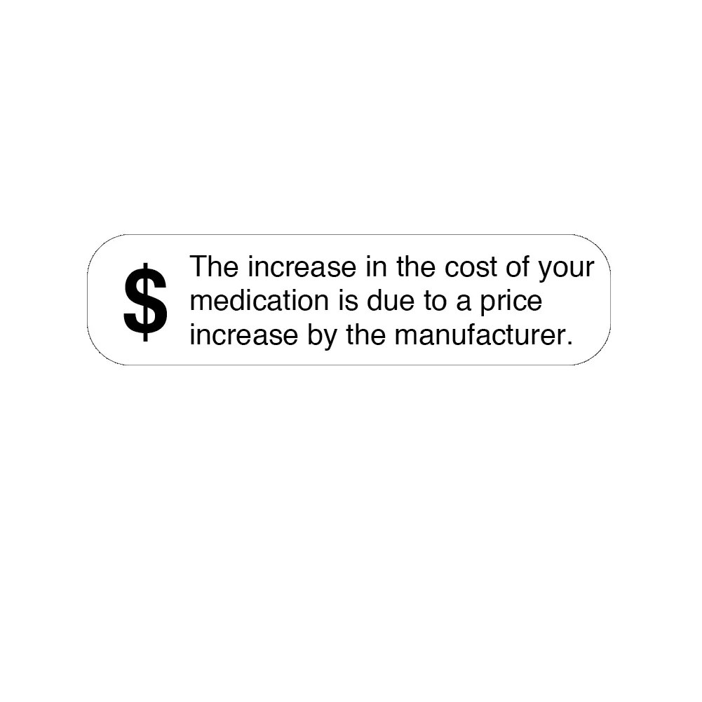 Auxiliary Label, $ The Increase in Cost – Nev's Ink, Inc.