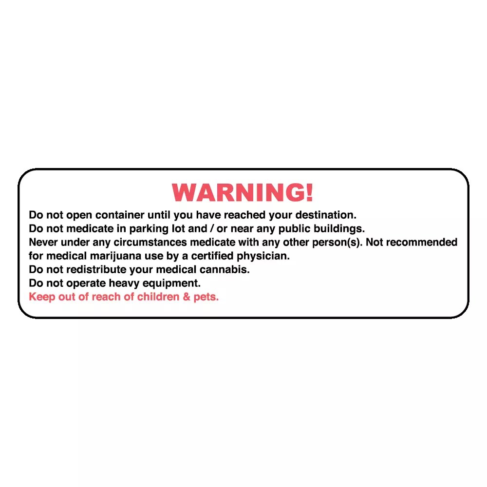 Generic Marijuana Warning Labels – Nev's Ink, Inc.