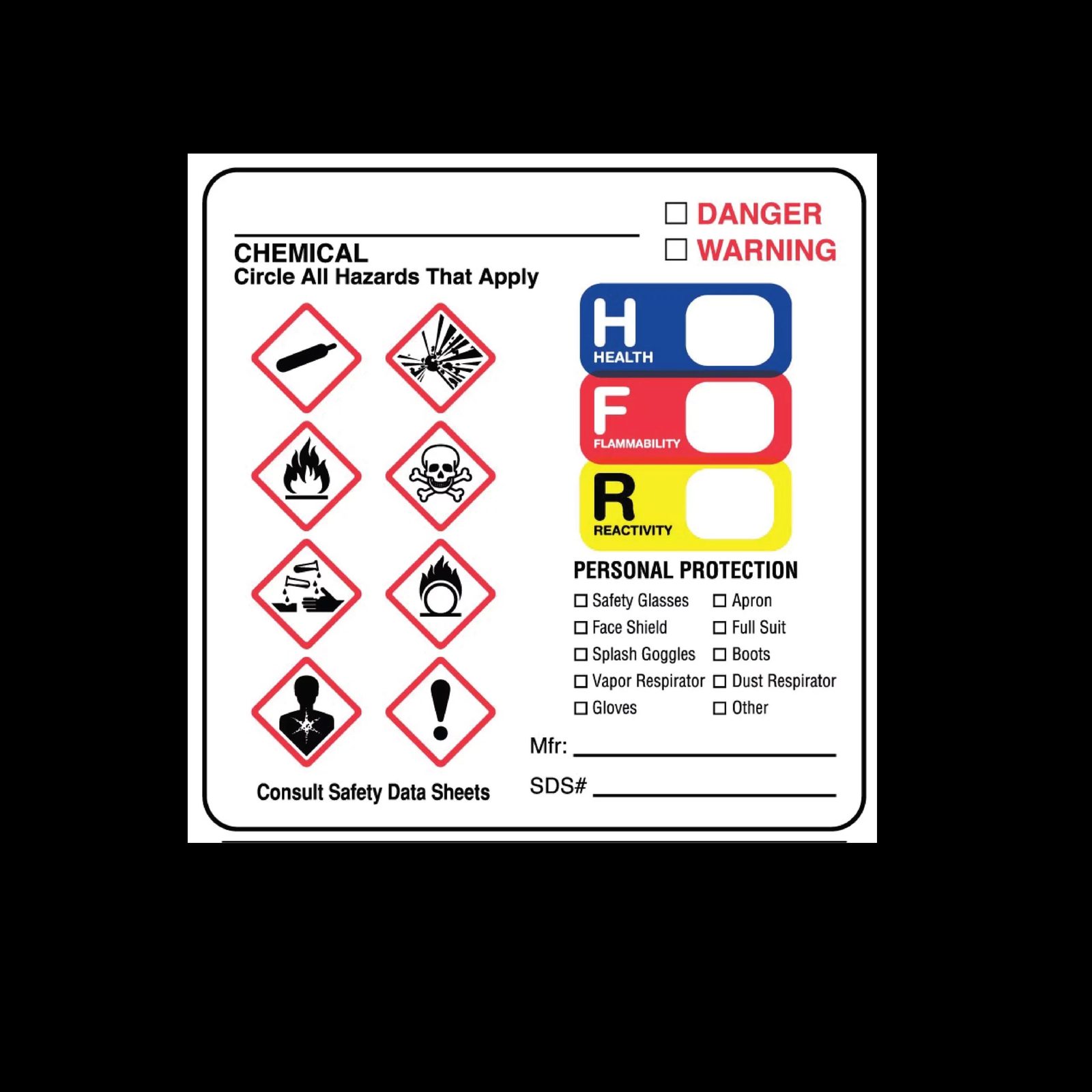 GHS Label – Chemical Circle All Hazards That Apply – Nev's Ink, Inc.