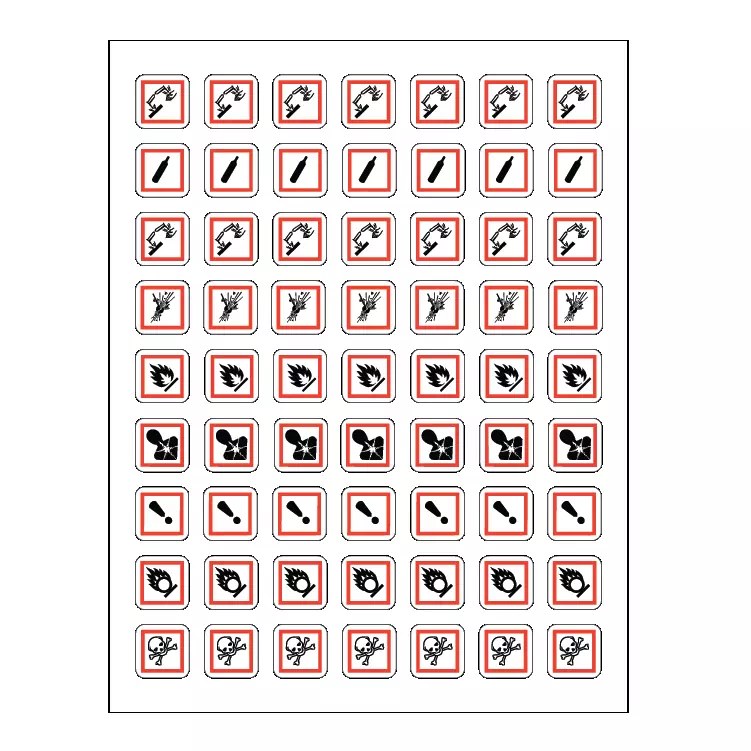 GHS Pictogram Label – All 9 Icons per sheet – Nev's Ink, Inc.