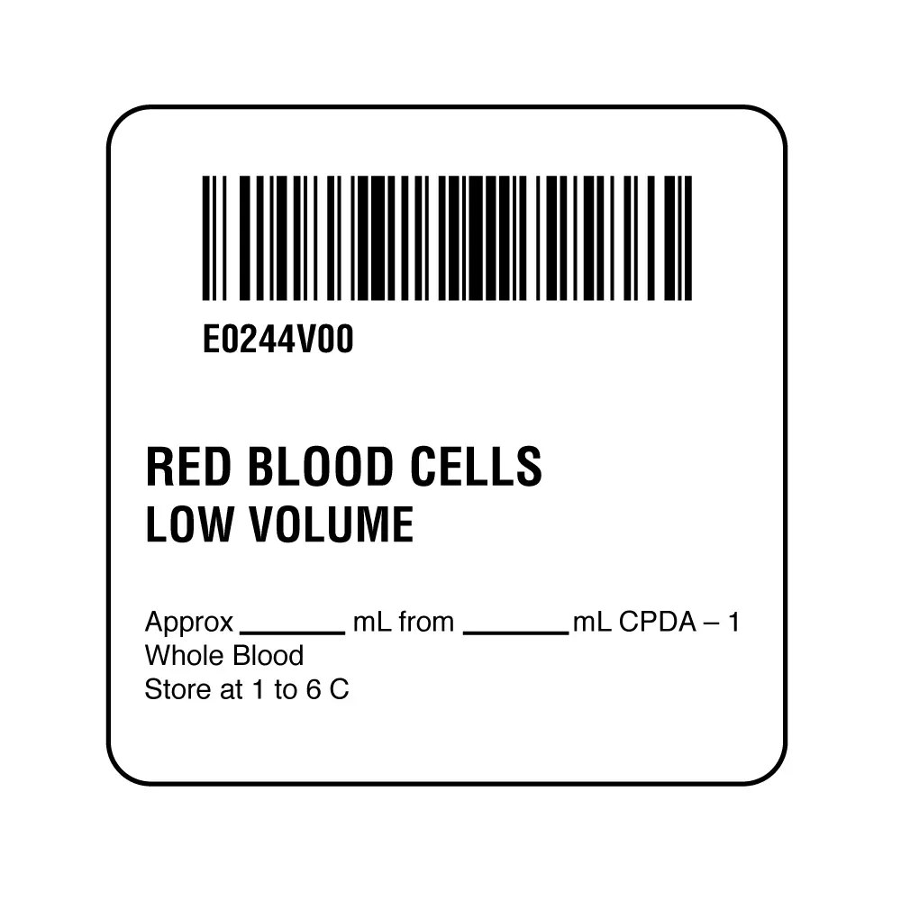 ISBT 128 Red Blood Cells Low Volume – Nev's Ink, Inc.
