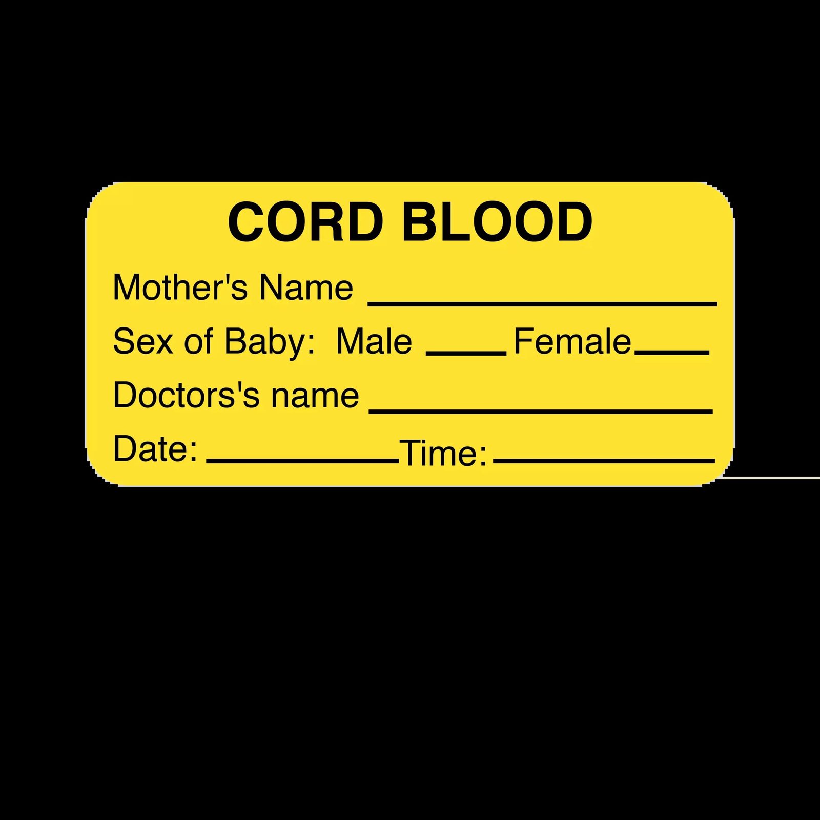Label, Cord Blood – Nev's Ink, Inc.
