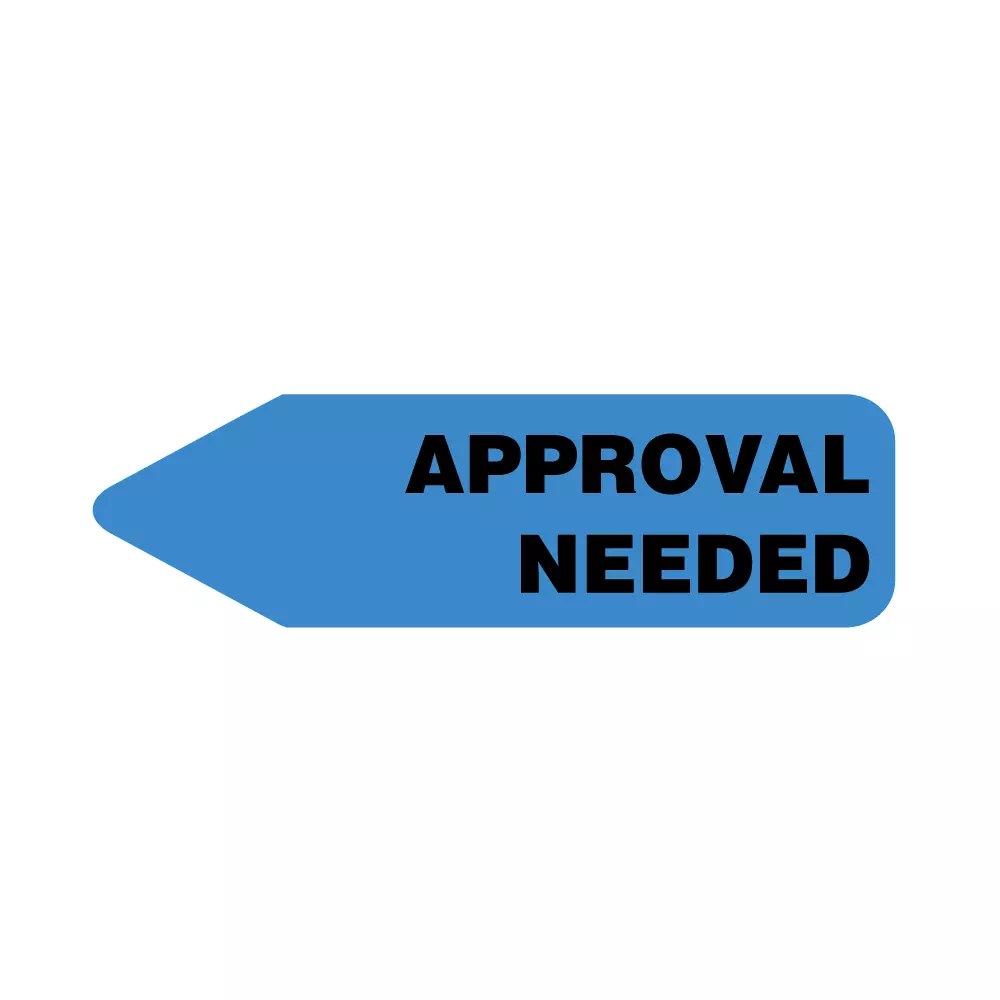 Labeling Flag – Imprinted – Approval Needed – Blue – 9/16″ x 2″ – Nev's I