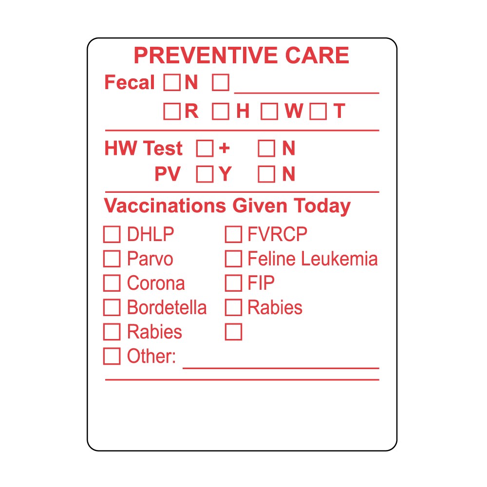 Veterinary Preventive Care Label – Nev's Ink, Inc.