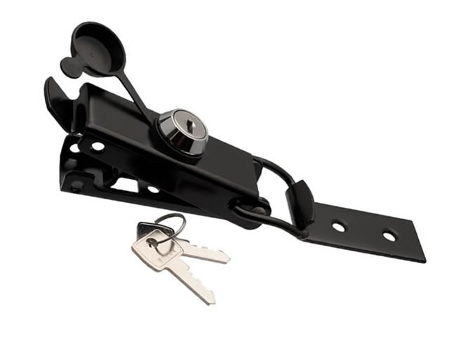 Black Draw latch Large size Countersunk holes with a Lock