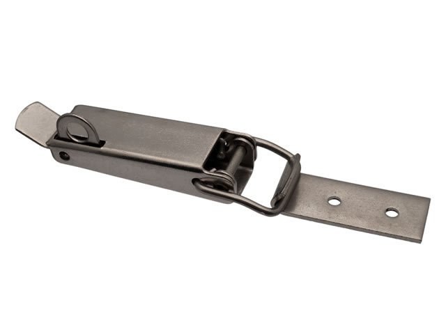 Draw latch Zinc plated steel Large Straight holes Padlocable