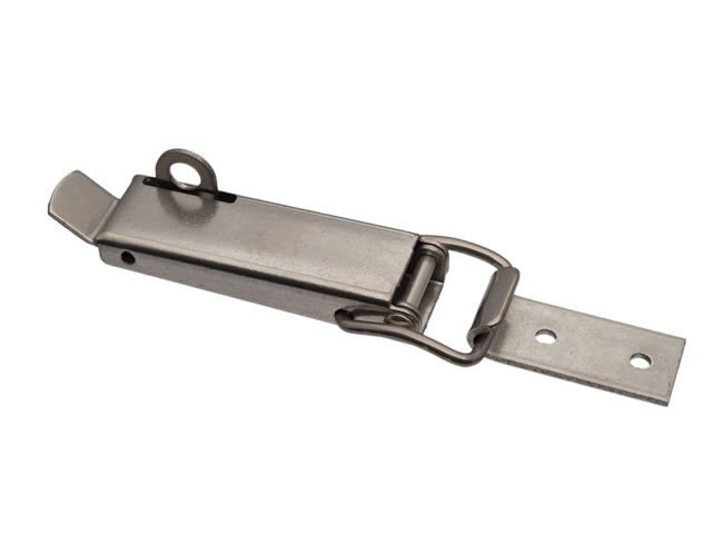 Draw latch Zinc plated steel Medium Straight holes Padlocable