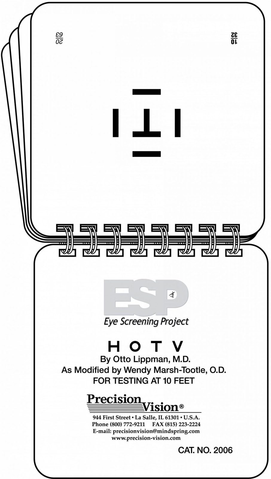 HOTV Single symbol eye test book with Interaction Bars