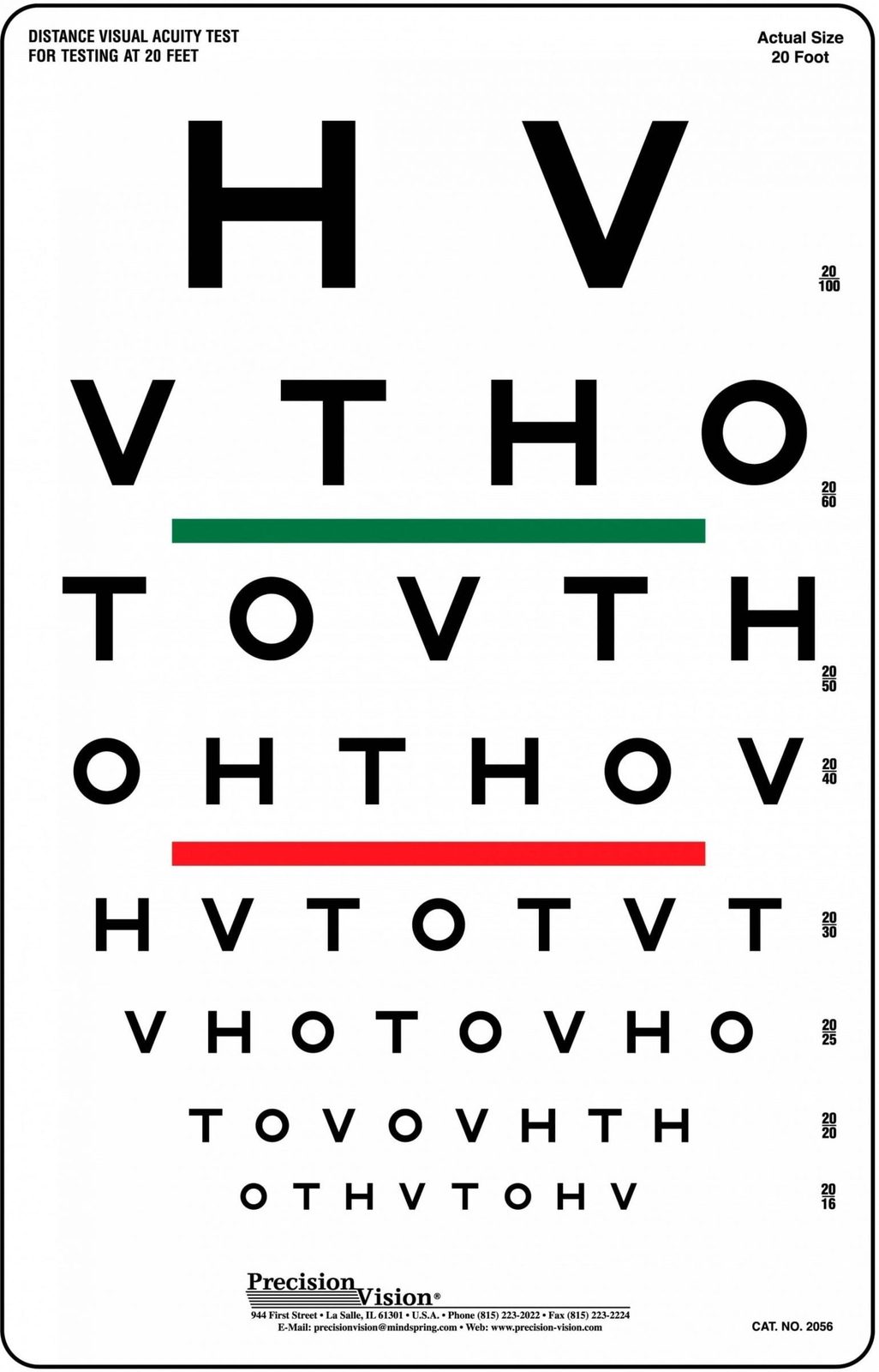 HOTV Visual Acuity / Color Vision Chart