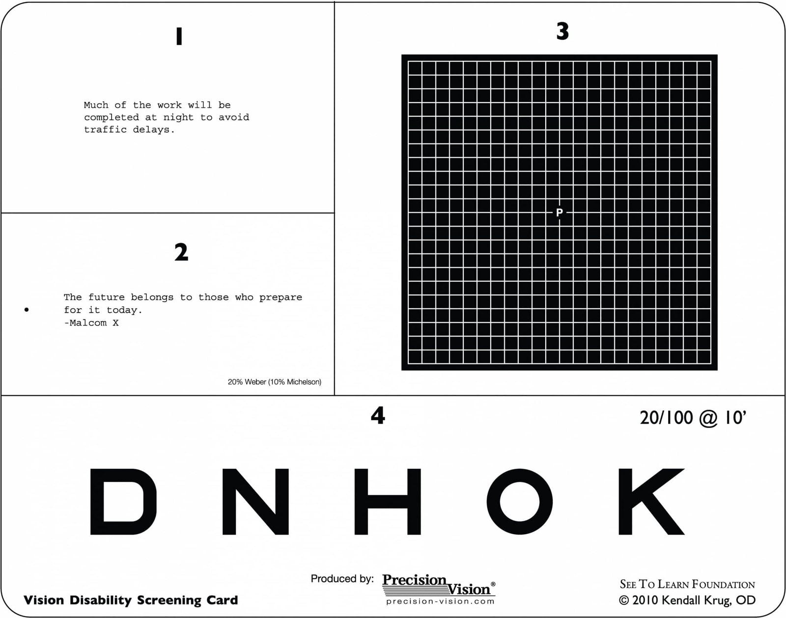 Krug Vision Disability Screening Card