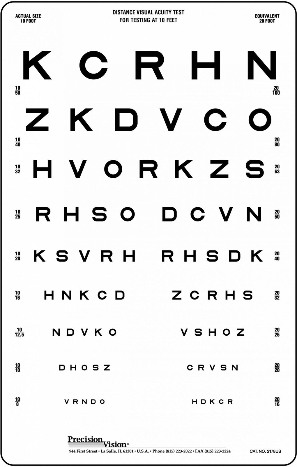 Linear Spaced Translucent Sloan Vision Chart
