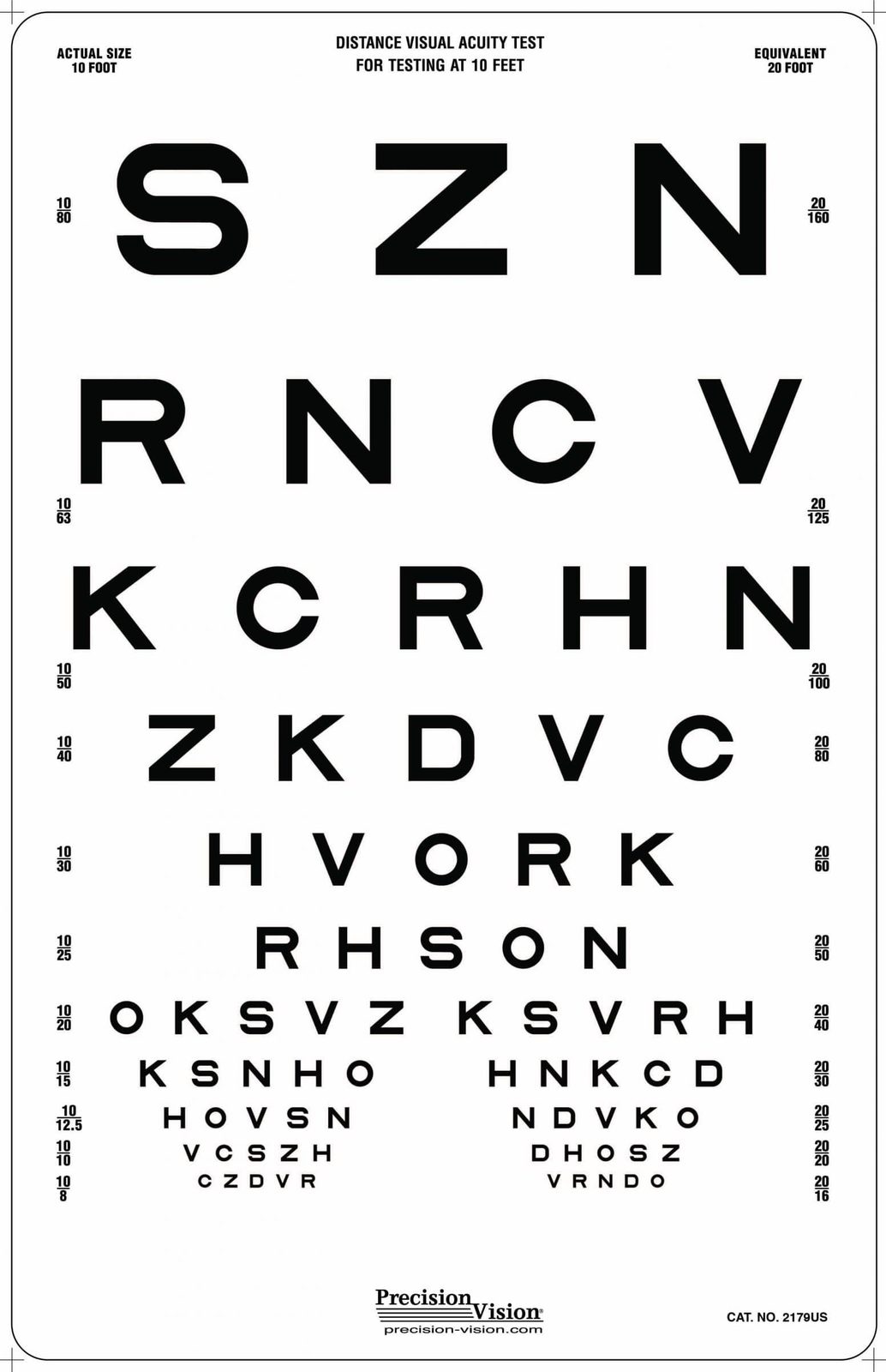 Proportionally Spaced Translucent Sloan Vision Chart