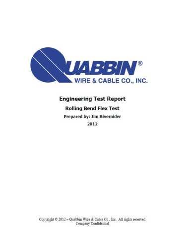 Quabbin Wire & Cable Rolling Bend Test Report