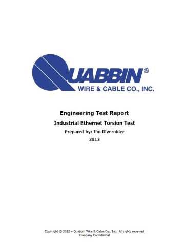 Quabbin Wire & Cable Torsion Test Report