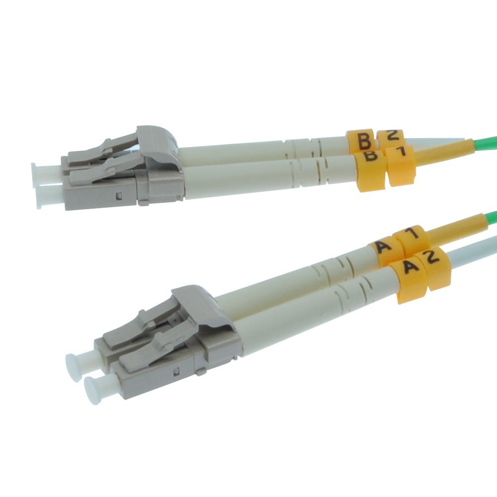LC/UPC-LC/UPC (Aqua)  OM4 Multimode Duplex  Fiber Optic 