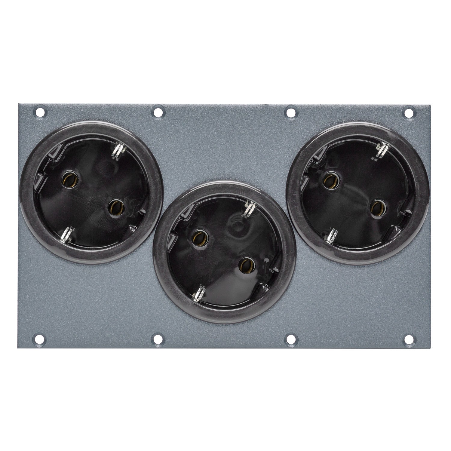 Connector Module 3 x snap-in Schuko sockets, 2 HE, 4 BE for SYS-series, colour: grey | SYC4-4025