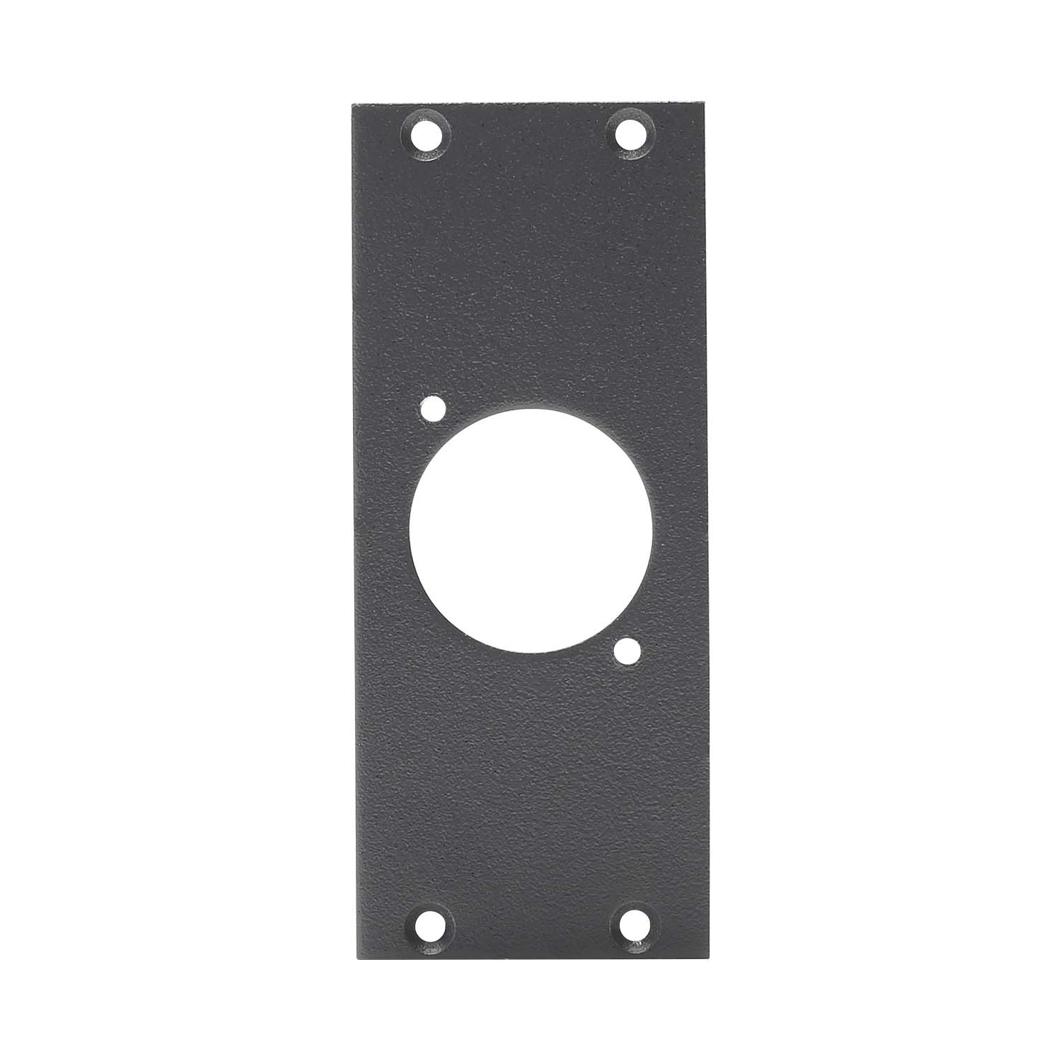 front panel 1 x D-hole centered, 2 HE, 1 BE for SYS-series, 2.5 mm galvanized steel sheet, colour: grey | SYFB21-1DM-M3