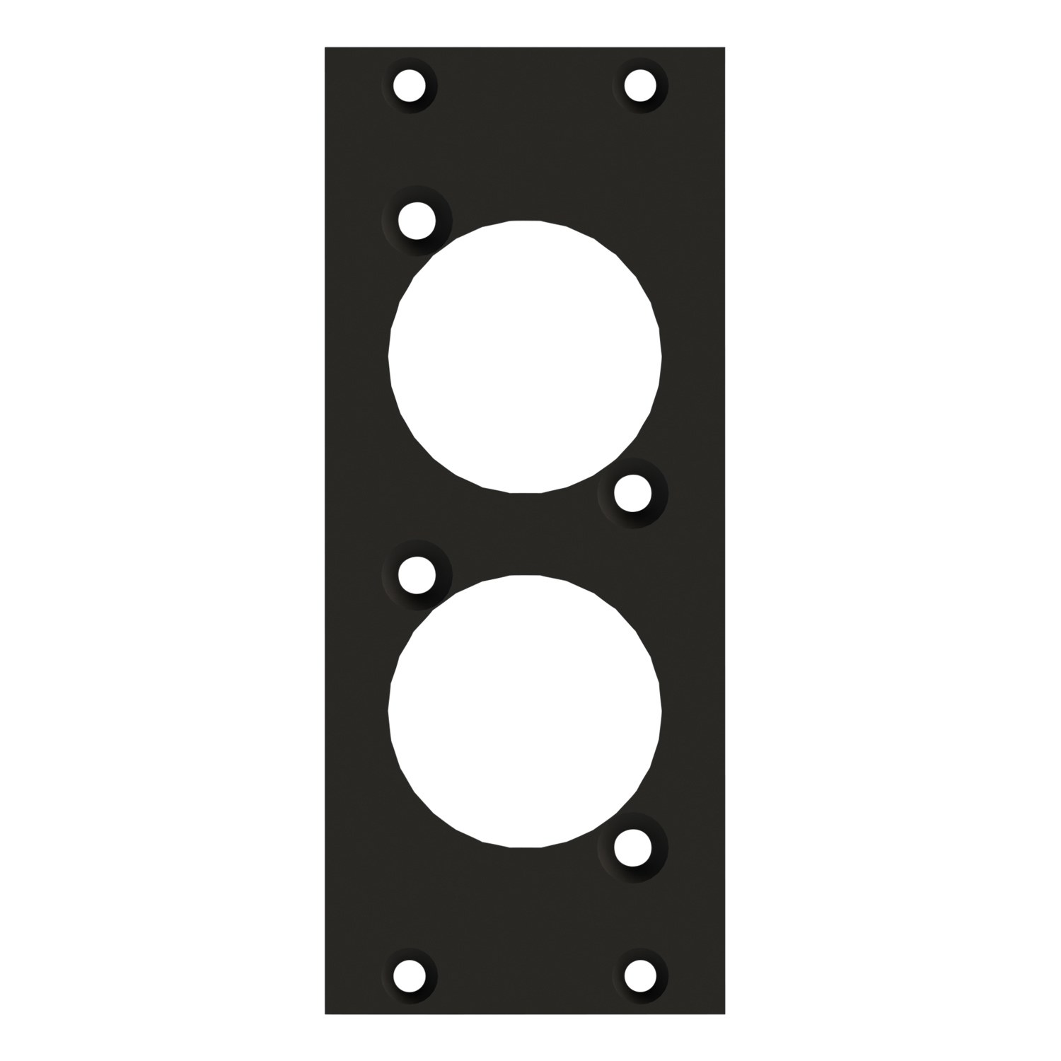 front panel 2 x D-hole, 2 HE, 1 BE for SYS-series, 2.5 mm galvanized steel sheet, colour: grey | SYFB21-2D0