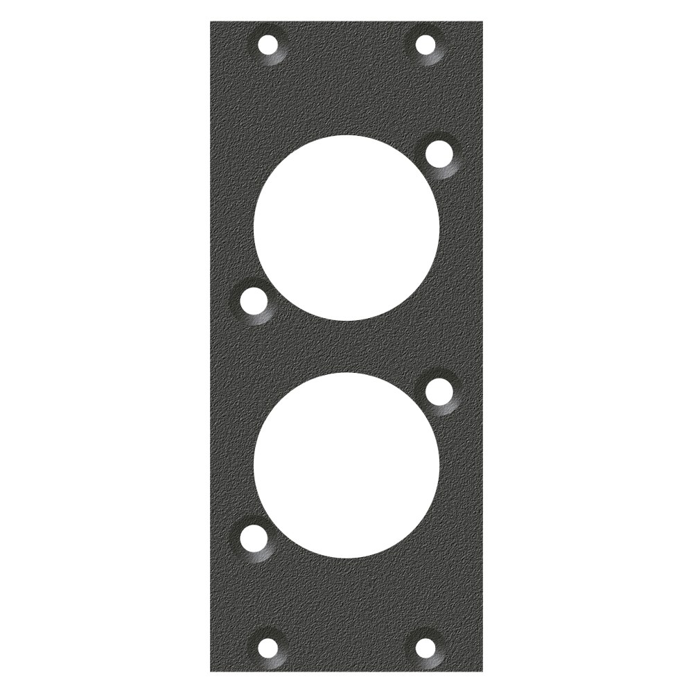 front panel 2 x D-Series cutout, 90° angled, 2 HE, 1 BE for SYS-series, Galvanized sheet steel, colour: grey | SYFB21-2D