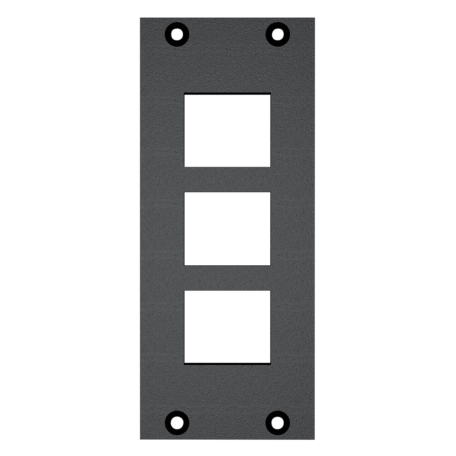 front panel 3 x Cutouts for clip-in modules (Keystrone), 2 HE, 1 BE for SYS-series, Galvanized sheet steel, colour: grey