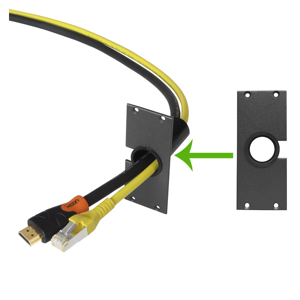 front panel Cable feed Ø =12 mm, 2 HE, 1 BE for SYS-series, Galvanized sheet steel, colour: grey | SYFB21-1KD