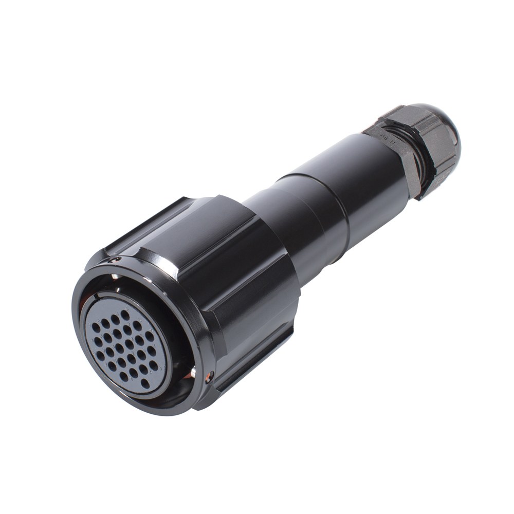 HICON Round LK, arrangement 24 A – 25, size 16, 25-pole , metal-, cable socket without strain relief, bayonet husk, blac
