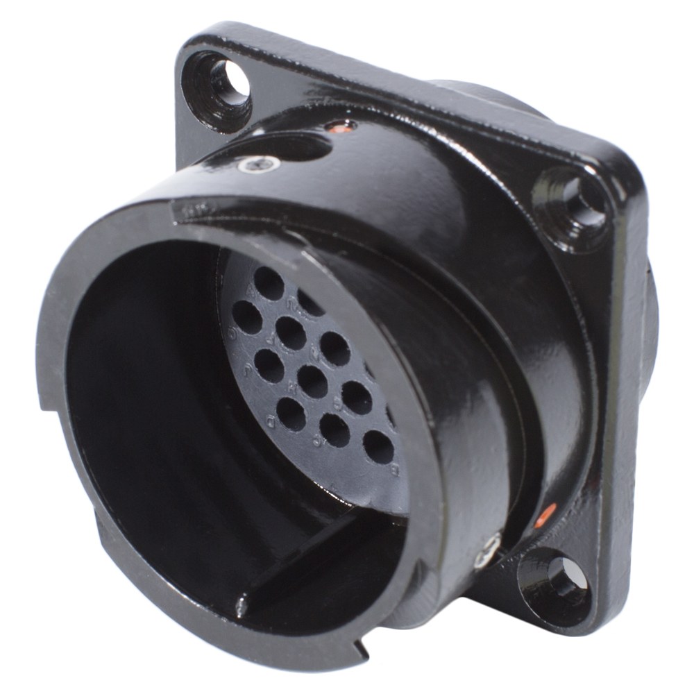 HICON Round LK, arrangement 24 A – 25, size 16, 25-pole , metal-, Panel connector, Bajonet, black