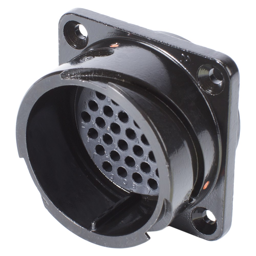 HICON Round LK, arrangement 28-21, size 16, 37-pole , metal-, Panel connector, Bajonet, black