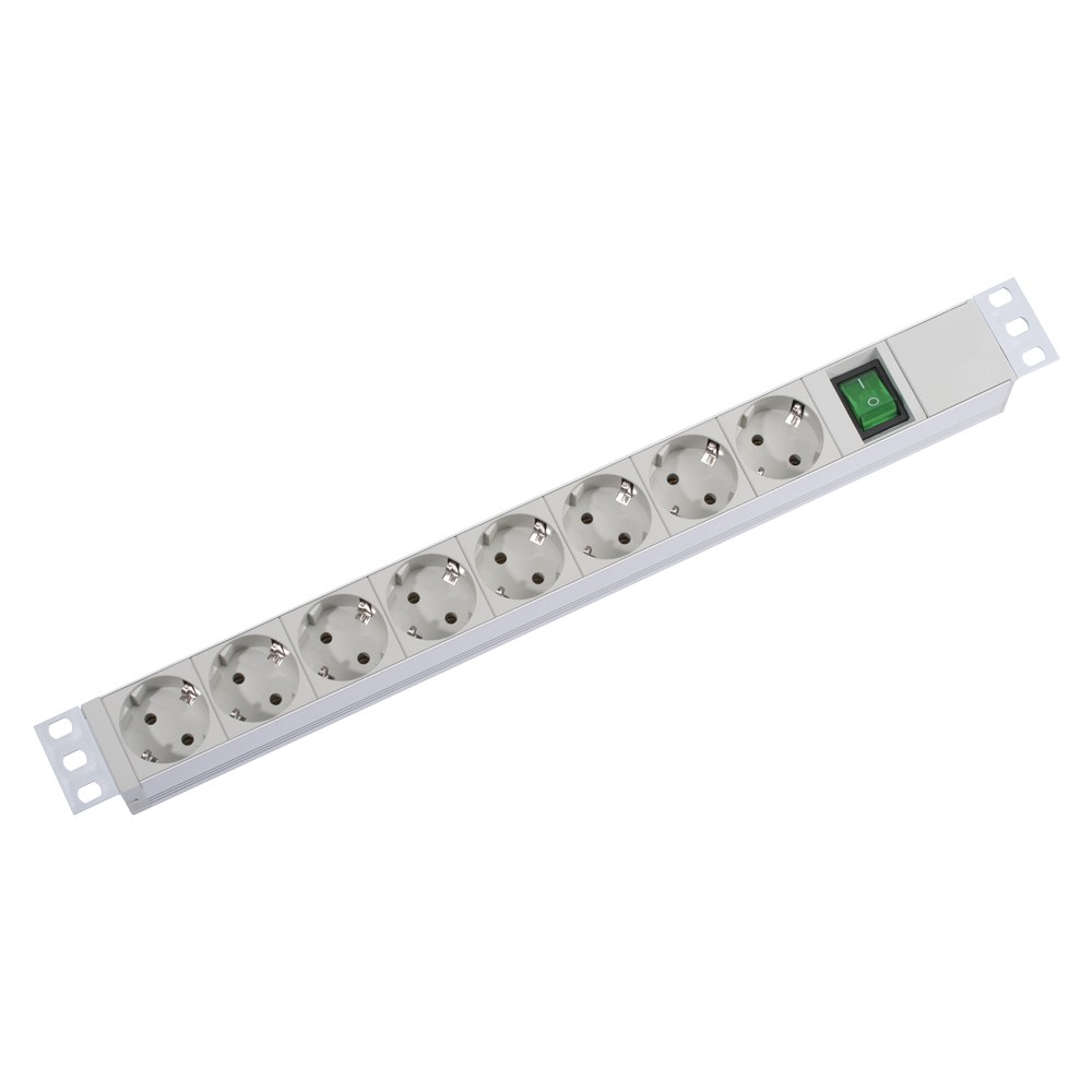 multiple socket outlet, 8 x Schuko, cable length: 2 m, Rack Version 19