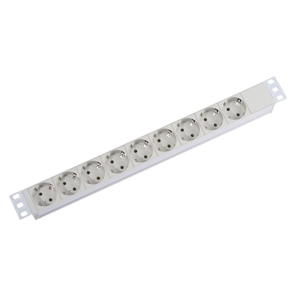 multiple socket outlet, 9 x Schuko, cable length: 2 m, Rack Version 19