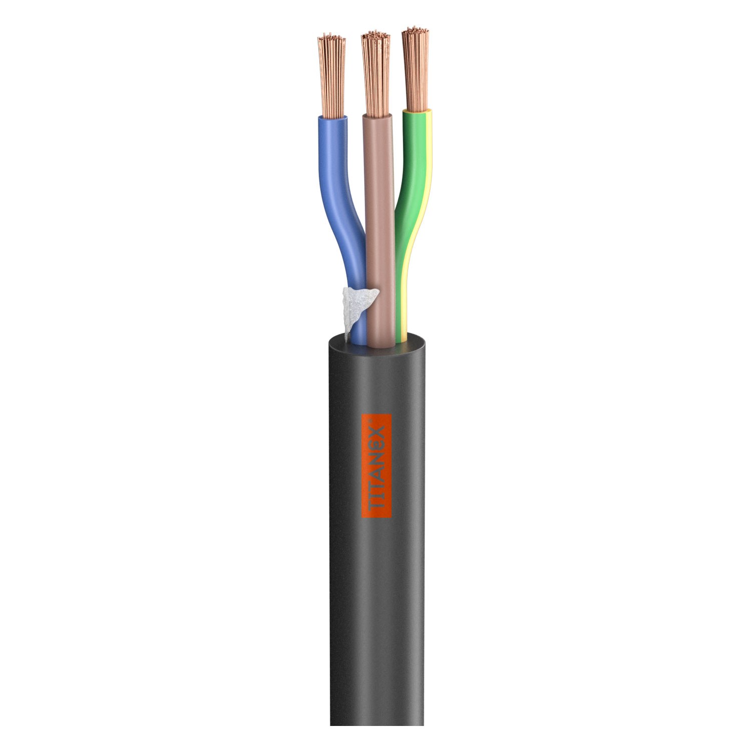 Rubber Sleeve Cable Titanex ®; 3 x 1.50 mm²; rubber, Ø 10,00 mm; black | 700-0101-0315TI