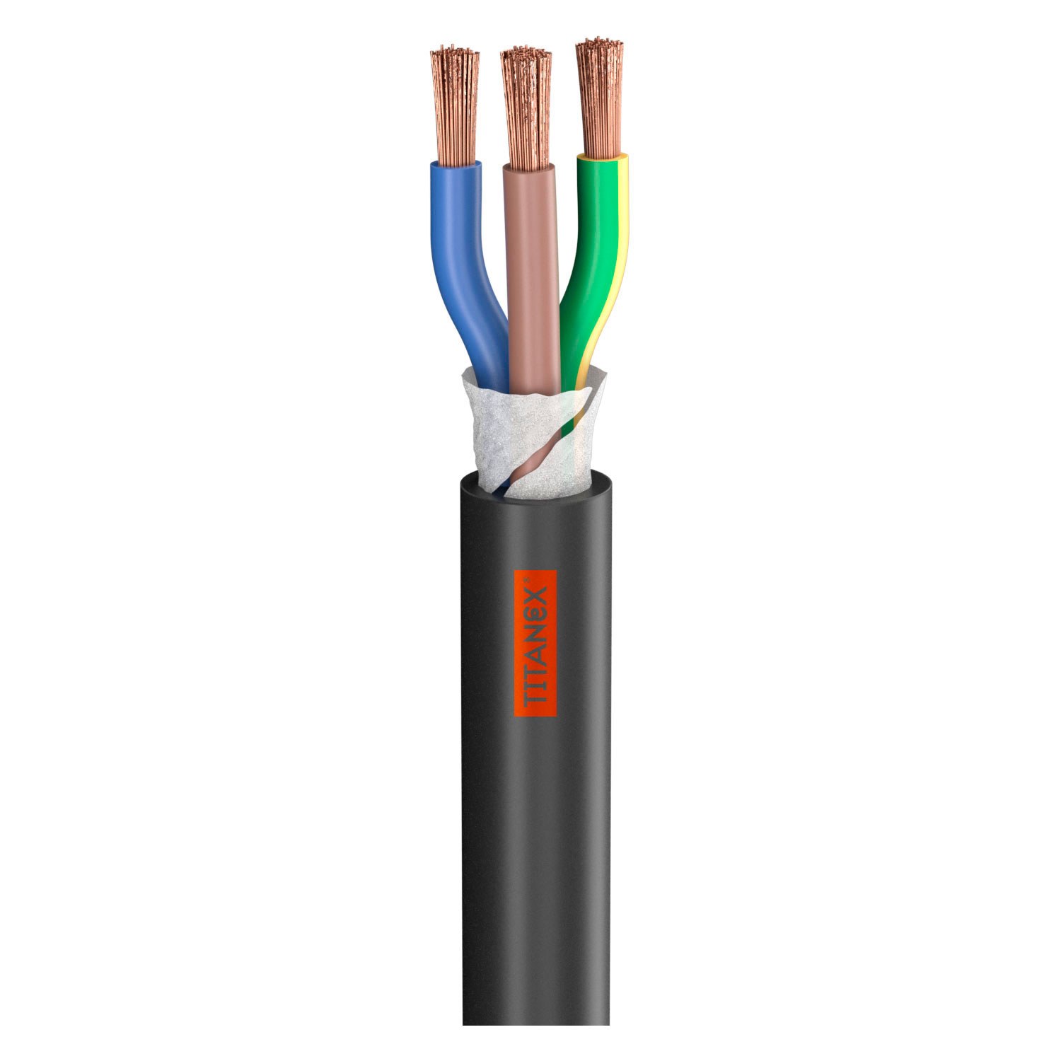 Rubber Sleeve Cable Titanex; 3 x 6.00 mm²; rubber, Ø 17,50 mm; black | 700-0101-0360TI