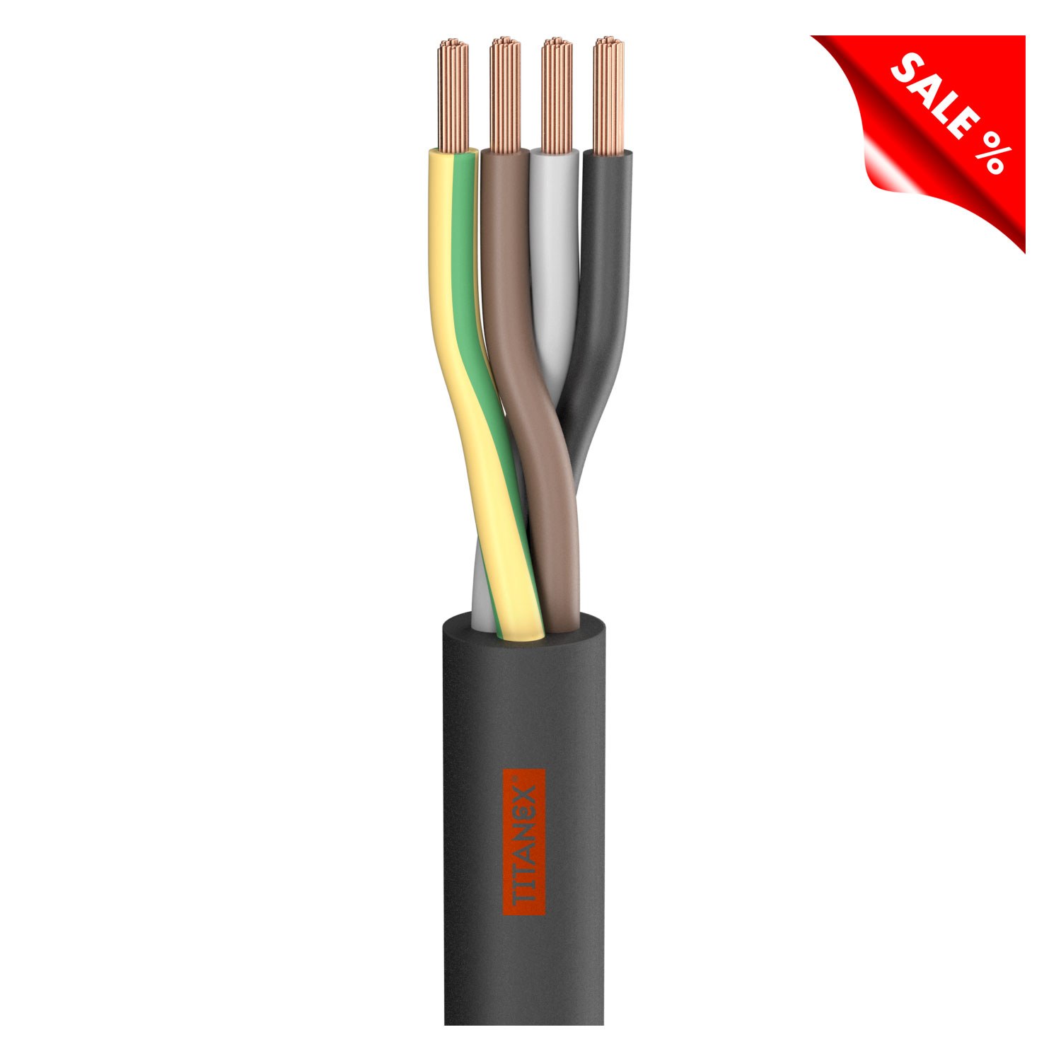 Rubber Sleeve Cable Titanex; 4 x 2,50 mm²; rubber, Ø 14,00 mm; black | 700-0101-0425TI