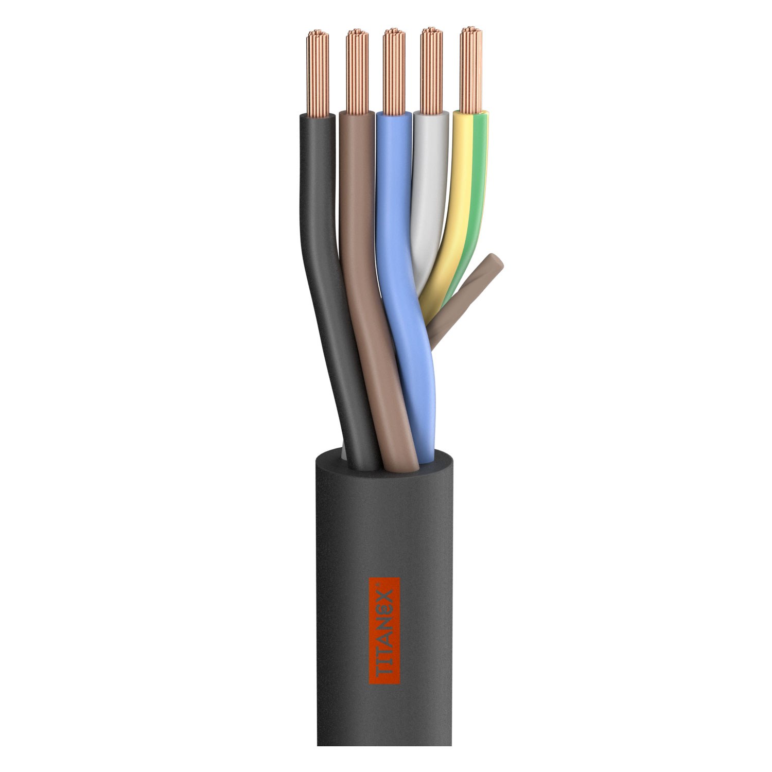 Rubber Sleeve Cable Titanex ®; 5 x 2.50 mm²; rubber, Ø 15,00 mm; black | 700-0101-0525TI