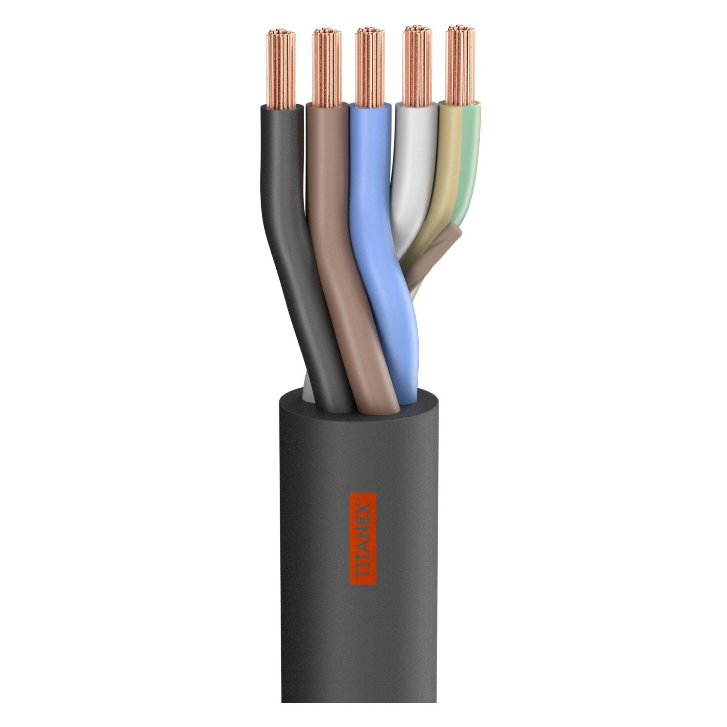 Rubber Sleeve Cable Titanex ®; 5 x 6.00 mm²; rubber, Ø 19,50 mm; black | 700-0101-0560TI