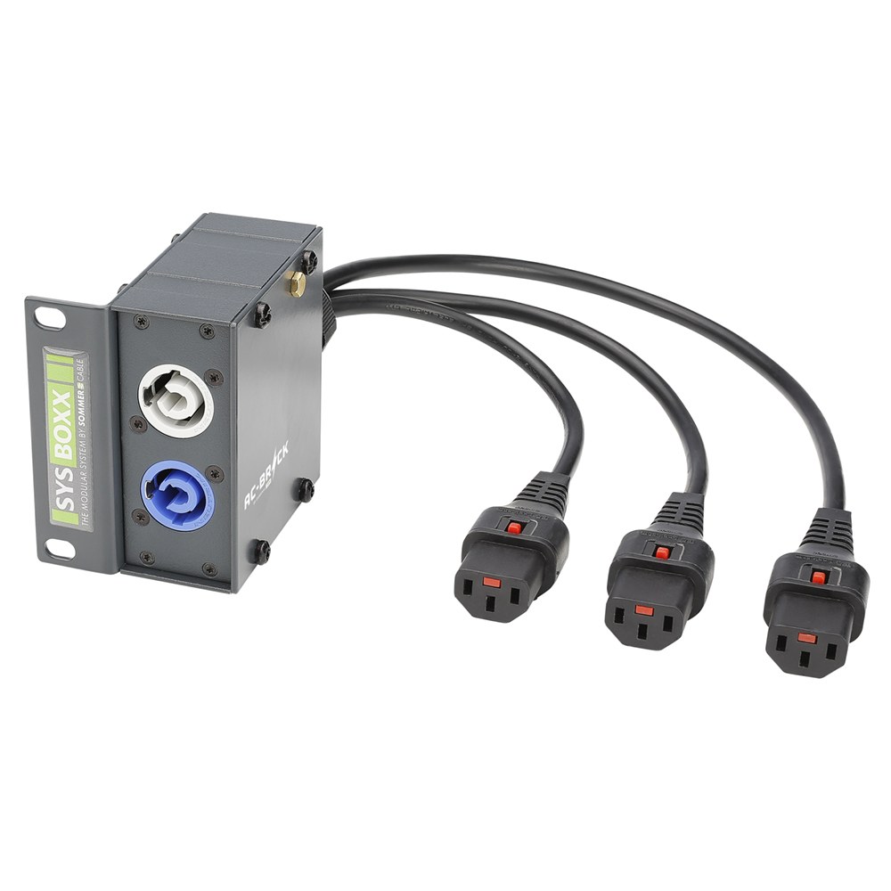 Sommer cable AC-Brick Adapter | NAC3MPA blue/NAC3MPB gray/IEC locking mains socket with cable 0,50 m | SBAC-1500-0050