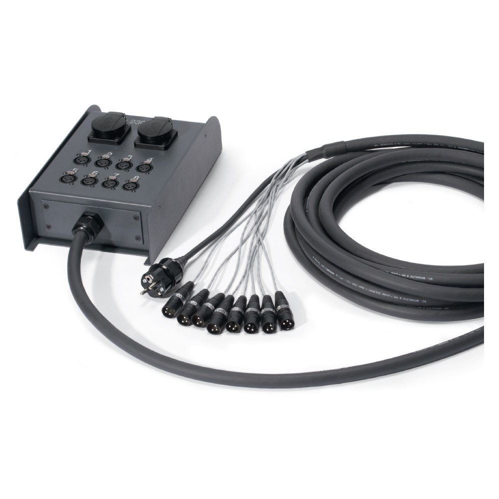 Sommer cable AES / EBU, DMX & power system , XLR 5-pole male/XLR 5-pole female/Schuko mountingsocket (IP54)/Schuko c