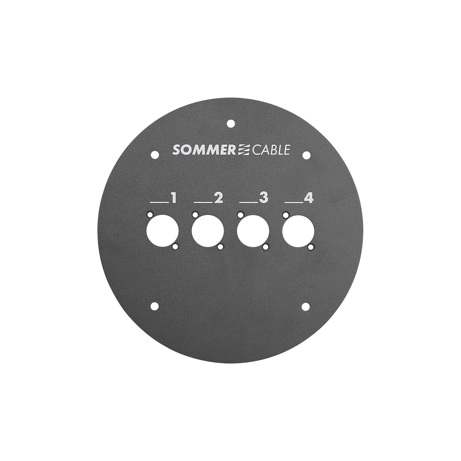 Sommer cable Front panel with 4 D-holes (XLR, etc.) for GT310, HT with Core-Ø 240 and sk-model, grey