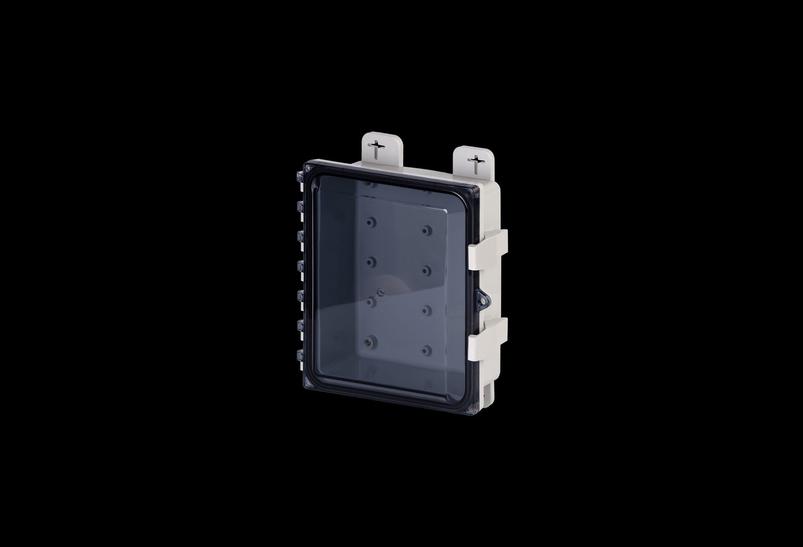 Polycarbonate Low Profile Enclosure 10 x 8 x 3 Inches PolySlim™ Series with Clear Cover cULus Listed logo IEC Standard P