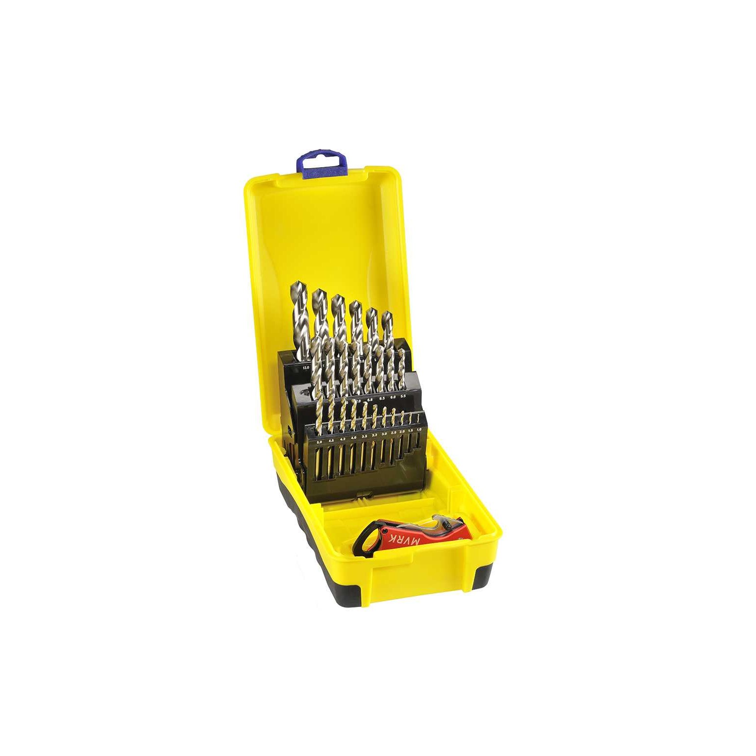 2007-M6-C18, 1.0-10.0 x 0.5mm, 11.0-13.0 x 1.0mm, plus 3.3, 4.2 & 6.8mm, Bordo 25 Piece Bright HSS Jobber Drill Set
