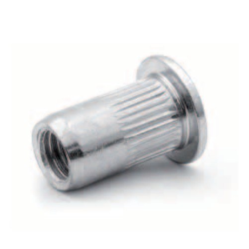 233 07 030 100, For 0.5mm to 1mm, Rivkle Blind Rivet Nut M3, Flat Head Knurled Open, Steel, Pack of 100