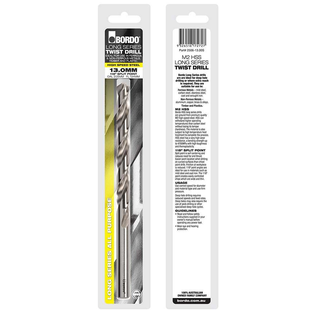2506-13.00S, 13mm, HSS Long Series Drill