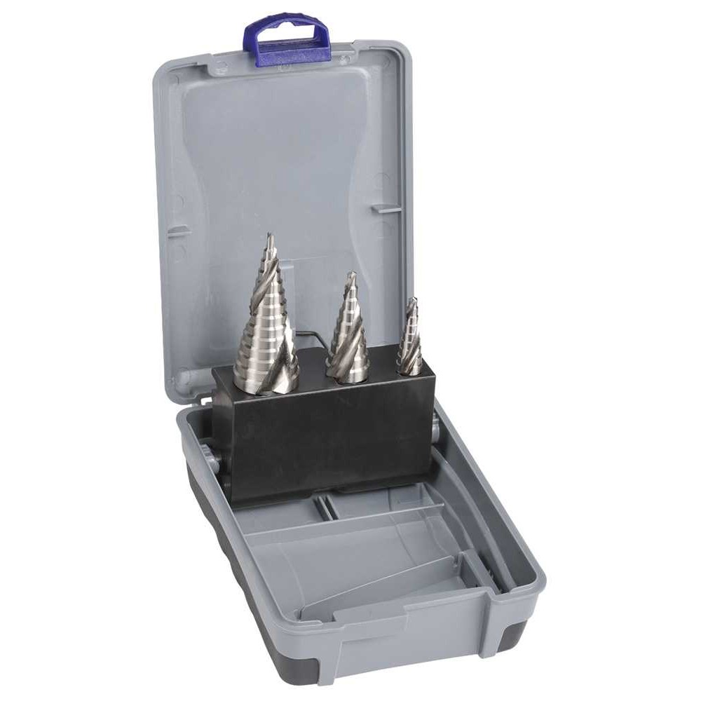 2604-S1, Bordo M2-HSS Hex Shank Spiral Flute Step Drill Set