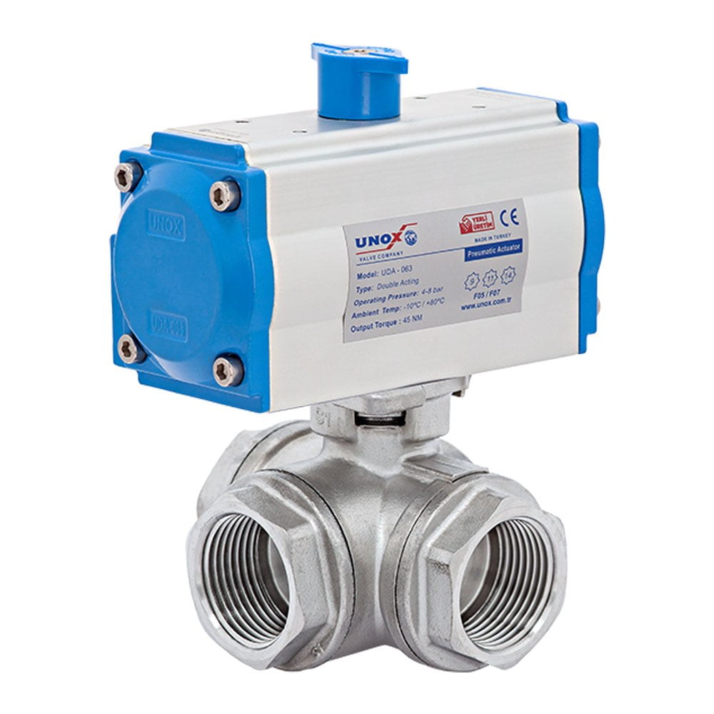3 Way Ball Valve With Pneumatic Actuator