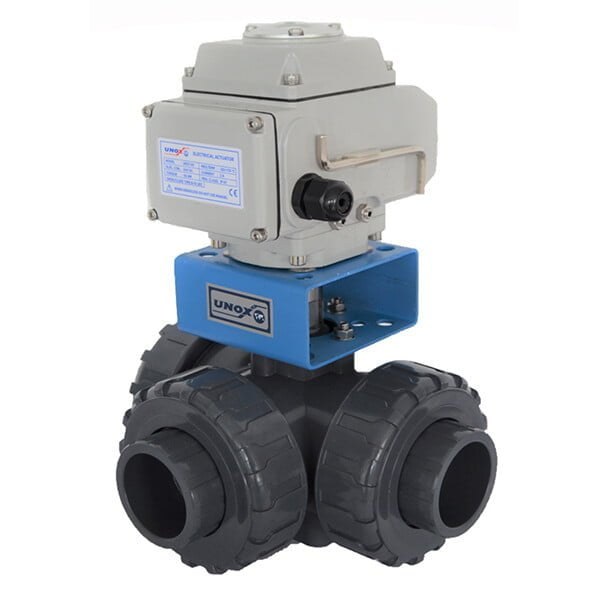 Electric Actuated 3-Way U-PVC Ball Valve