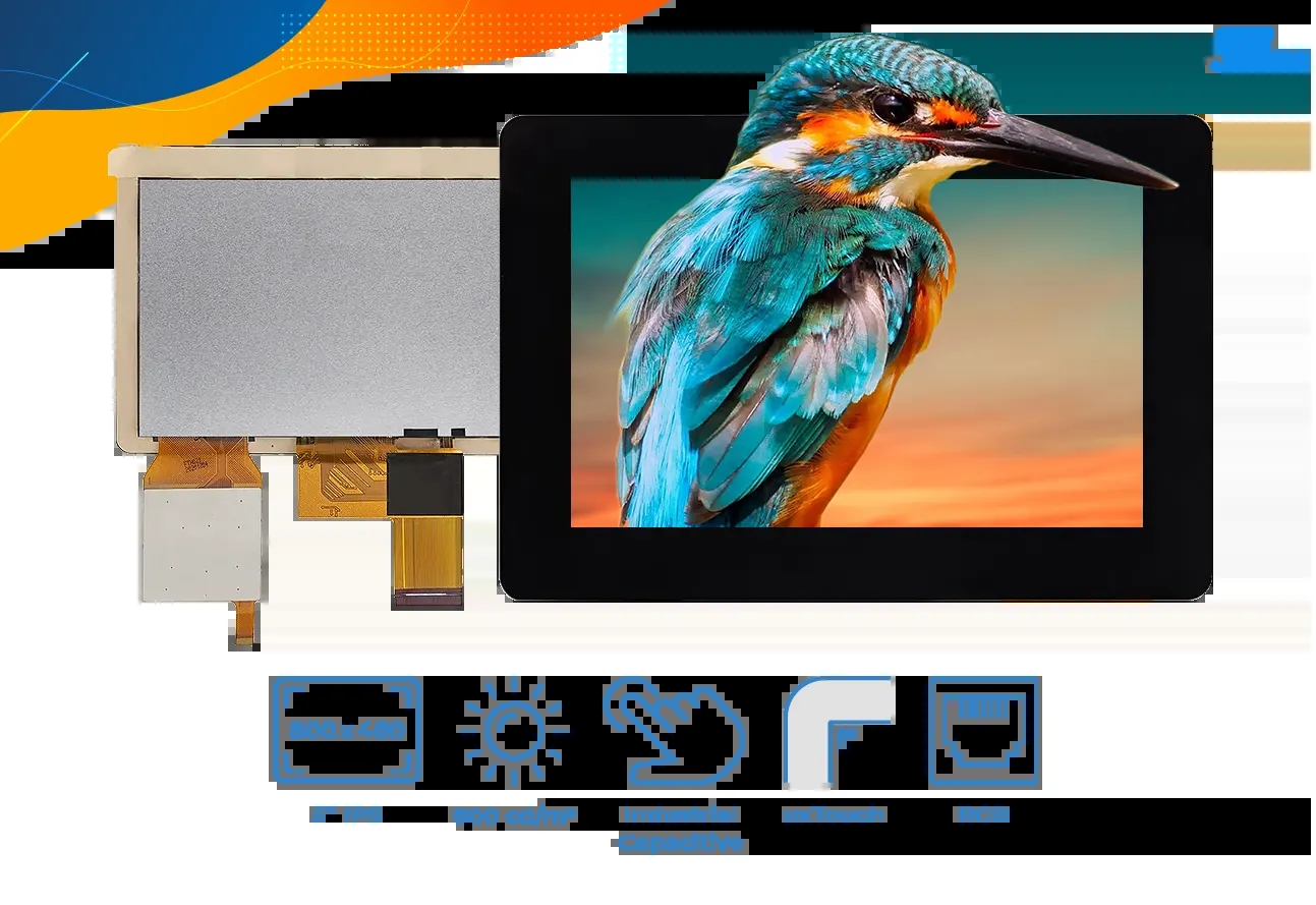 Riverdi RVT50HQTNWC00 5″  RGB LVDS MIPI DSI LCD 显示器, 高亮度 IPS 显示器,RGB模块